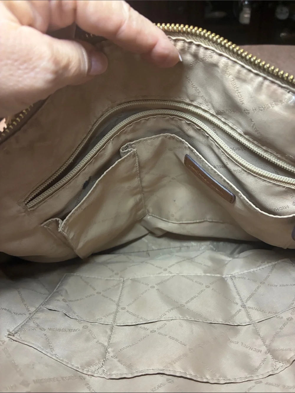 Michael Kors Beige and Brown Signature MK Tote